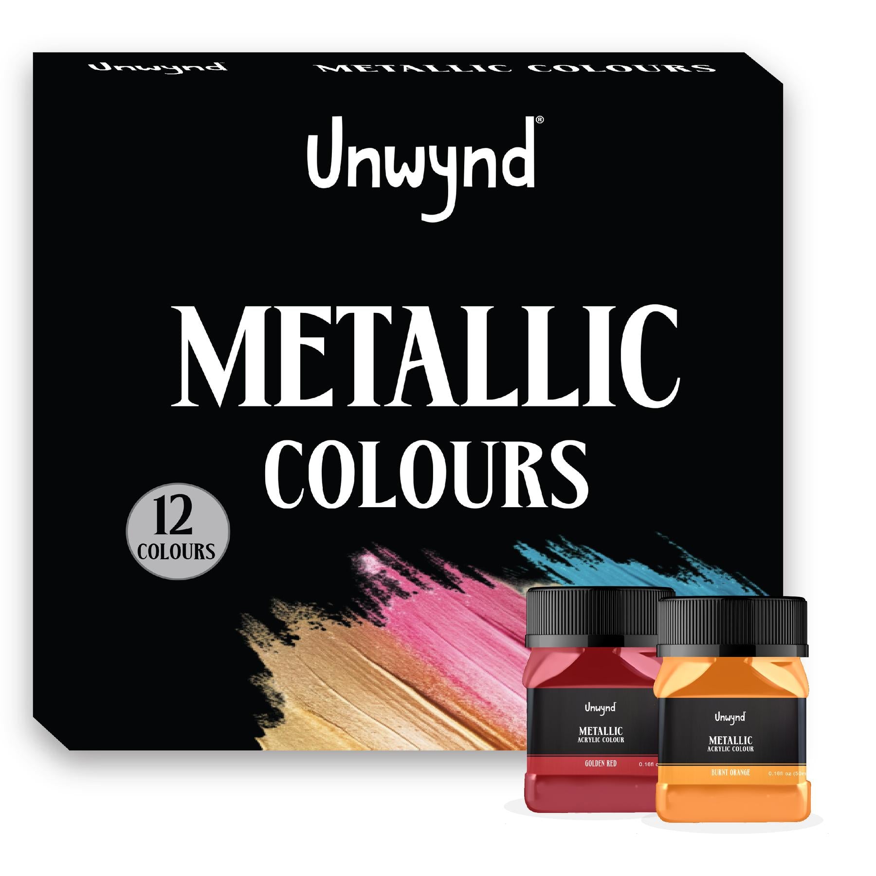 Unwynd Acrylic Colors Metallic - 12 colors x 50 ml