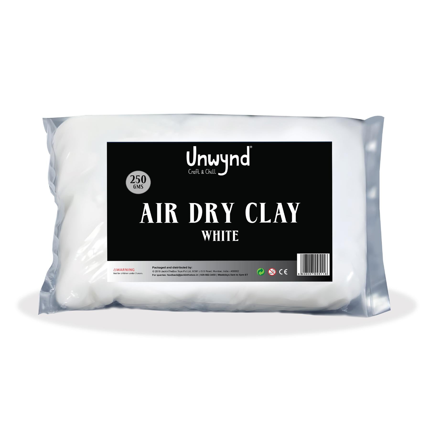 Unwynd Air Dry Clay White - 250gms
