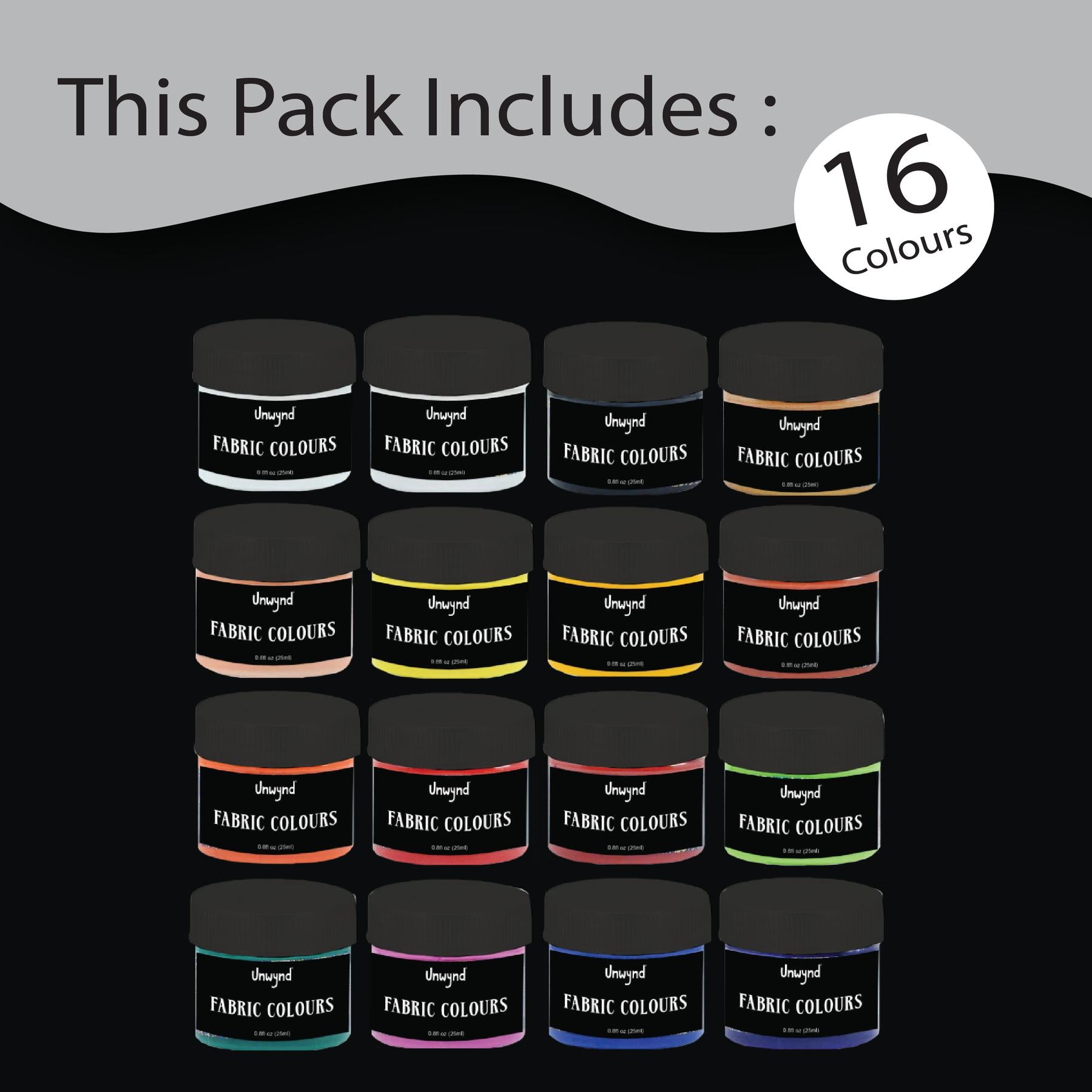 Unwynd Fabric Colors - 16 colors x 25 ml