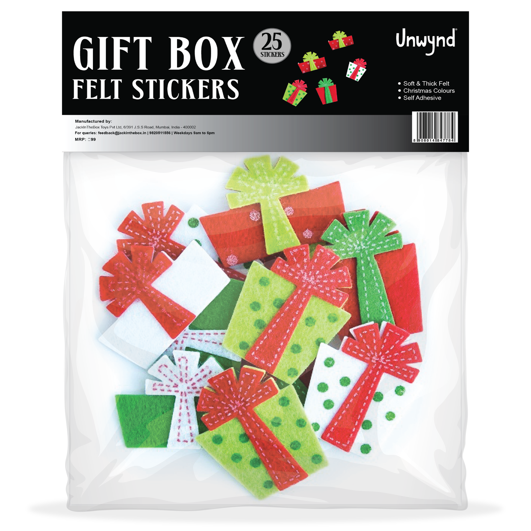 Unwynd Gift Felt Stickers - Pack of 25