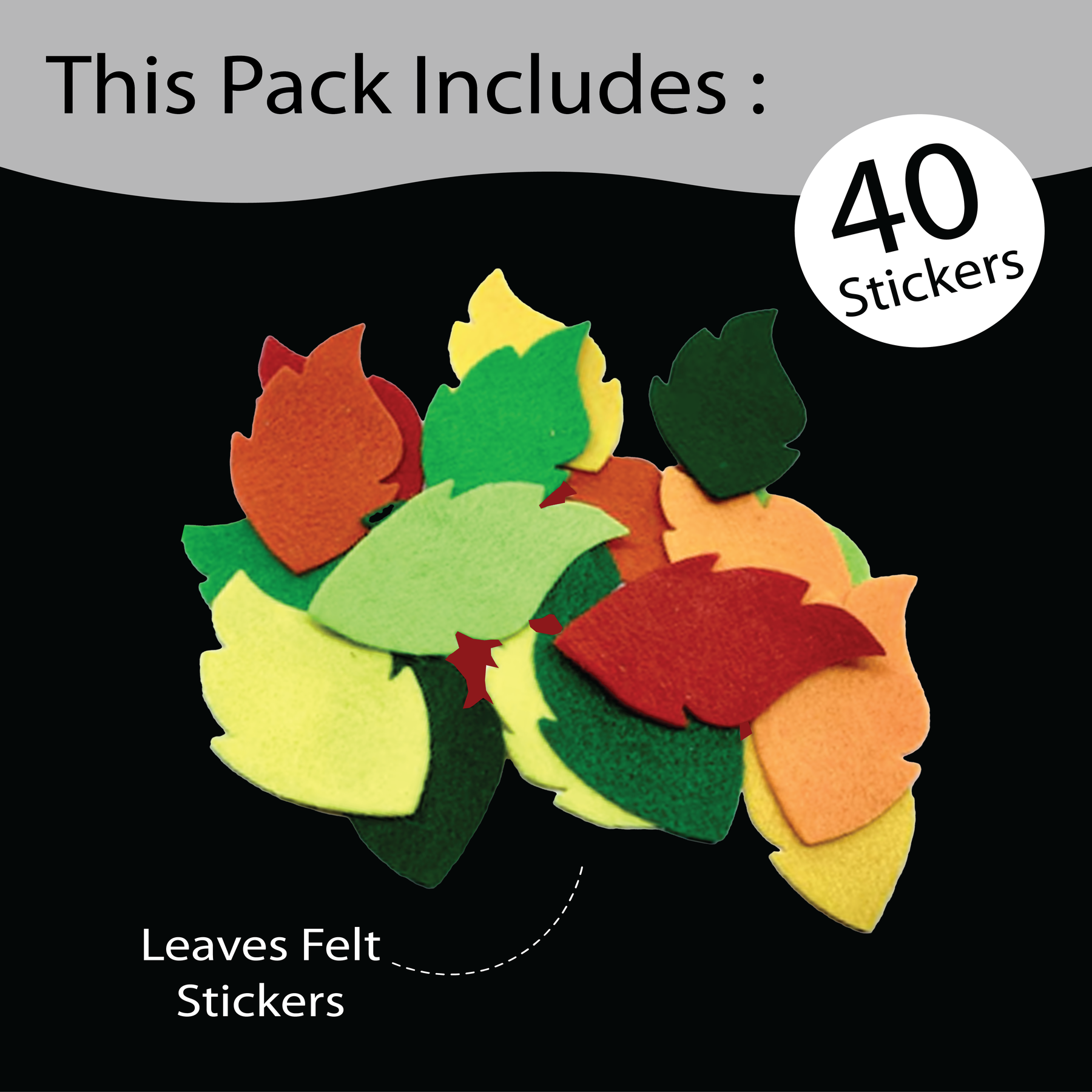 Unwynd Leaves Felt Stickers - Pack of 40