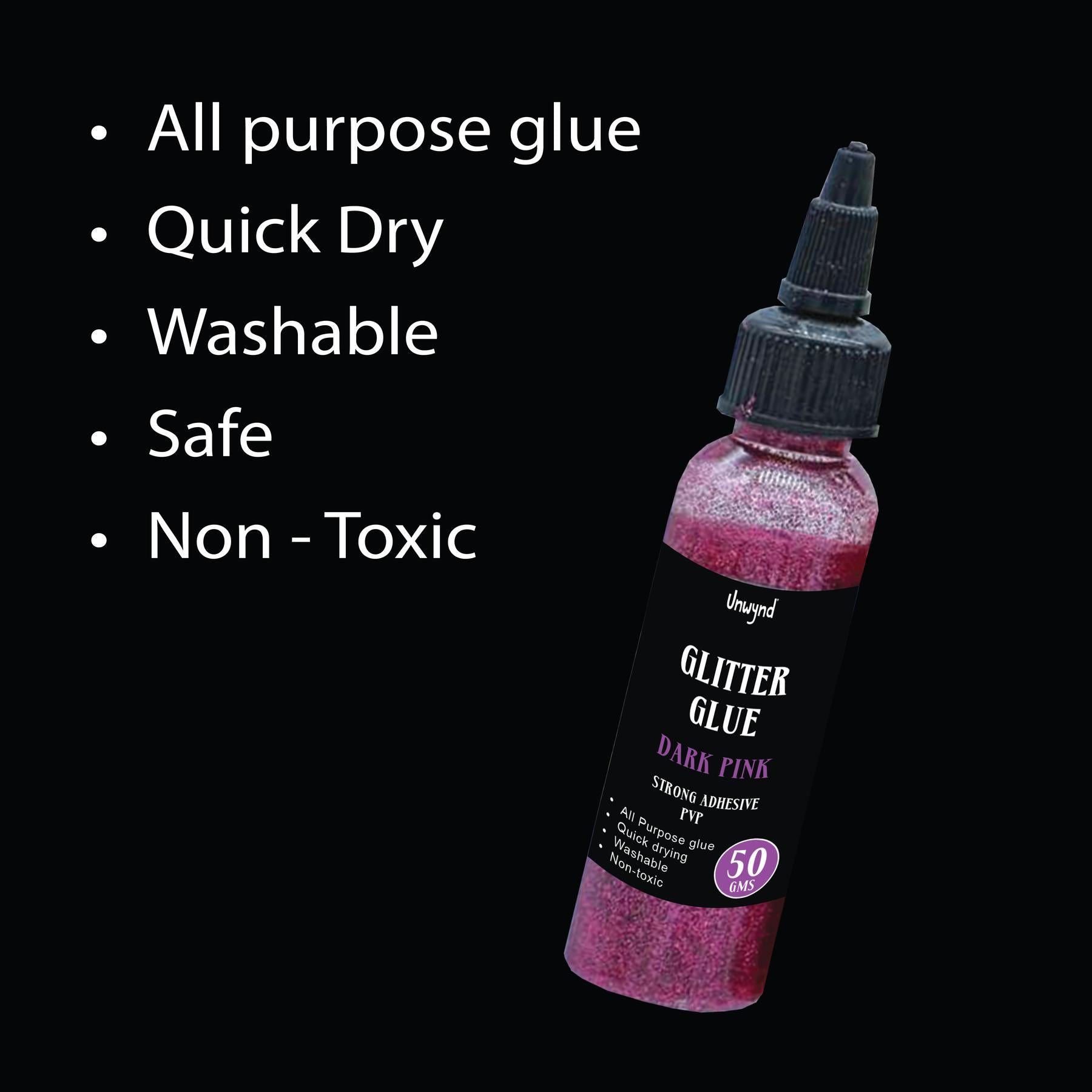 Unwynd Glitter Glue Dark Pink - 50gms