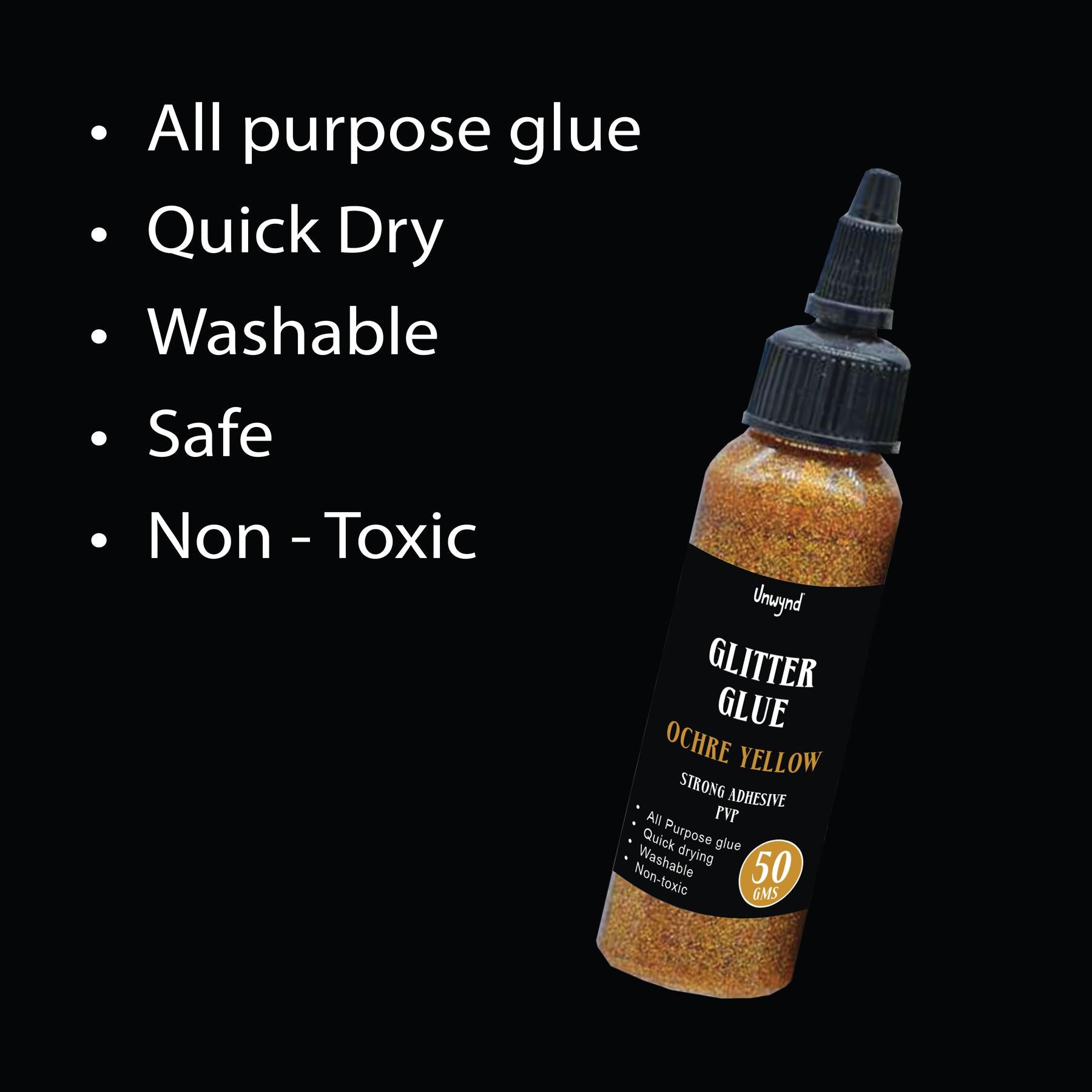 Unwynd Glitter Glue Ochre Yellow - 50gms