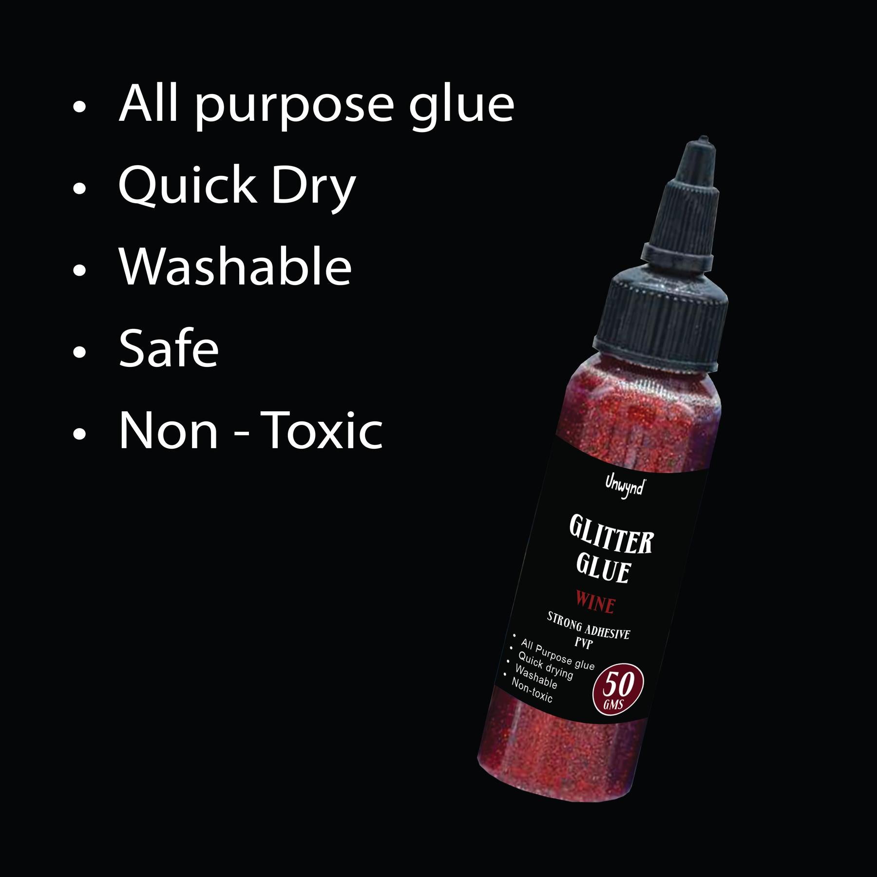 Unwynd Glitter Glue Wine - 50gms