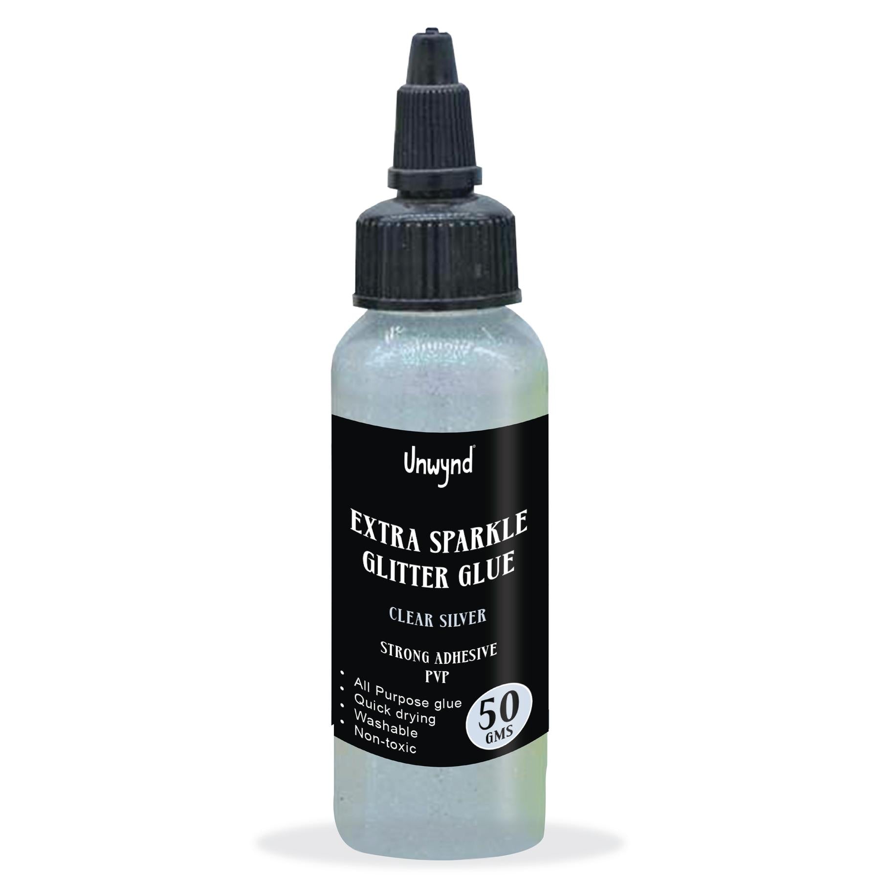 Unwynd Glitter Glue - Extra Sparkle- Clear Silver - 50gms