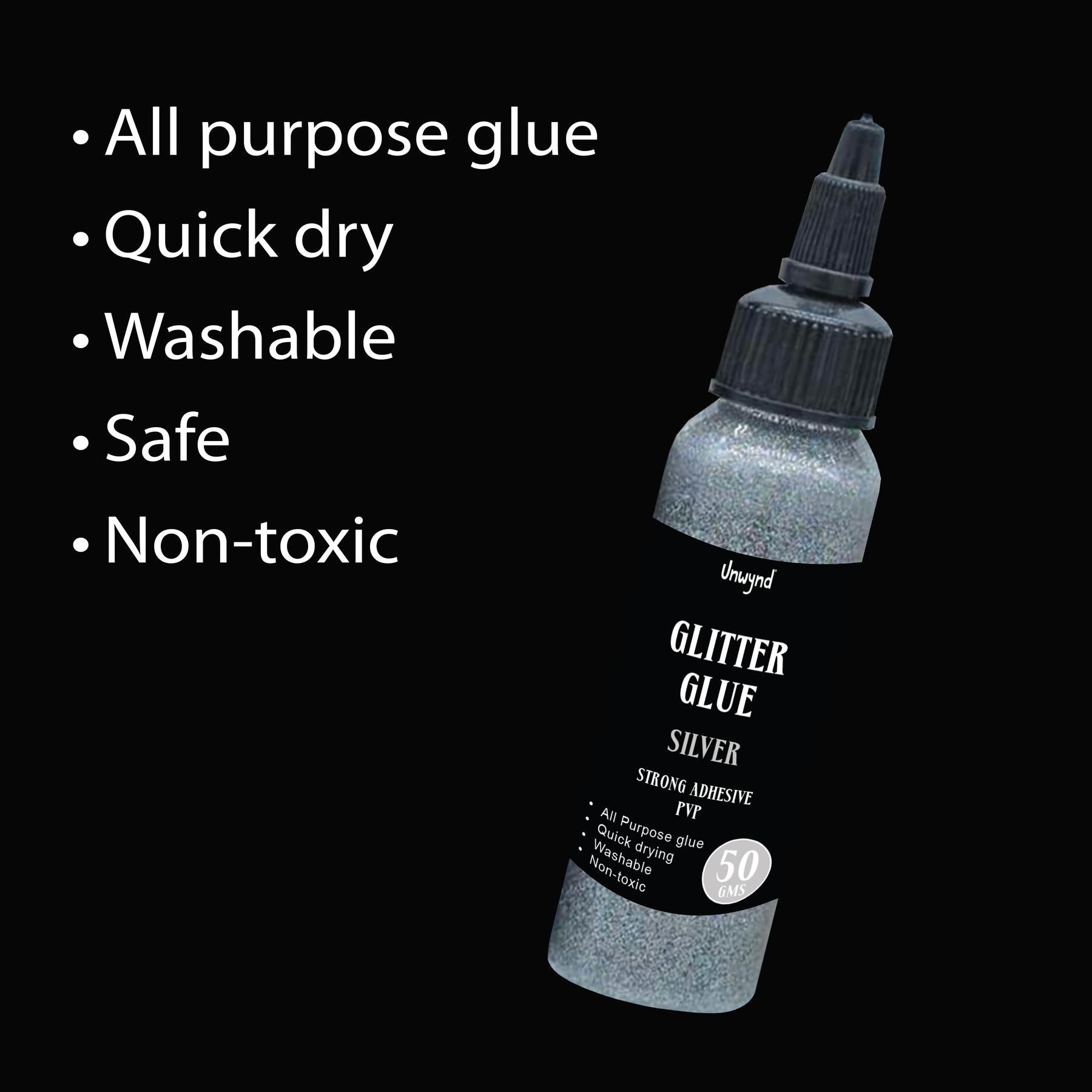 Unwynd Glitter Glue - Extra Sparkle- Silver - 50gms