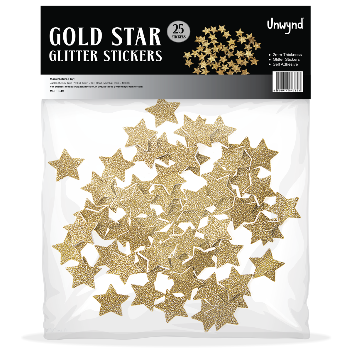 Unwynd Glitter Star  - Pack of 50