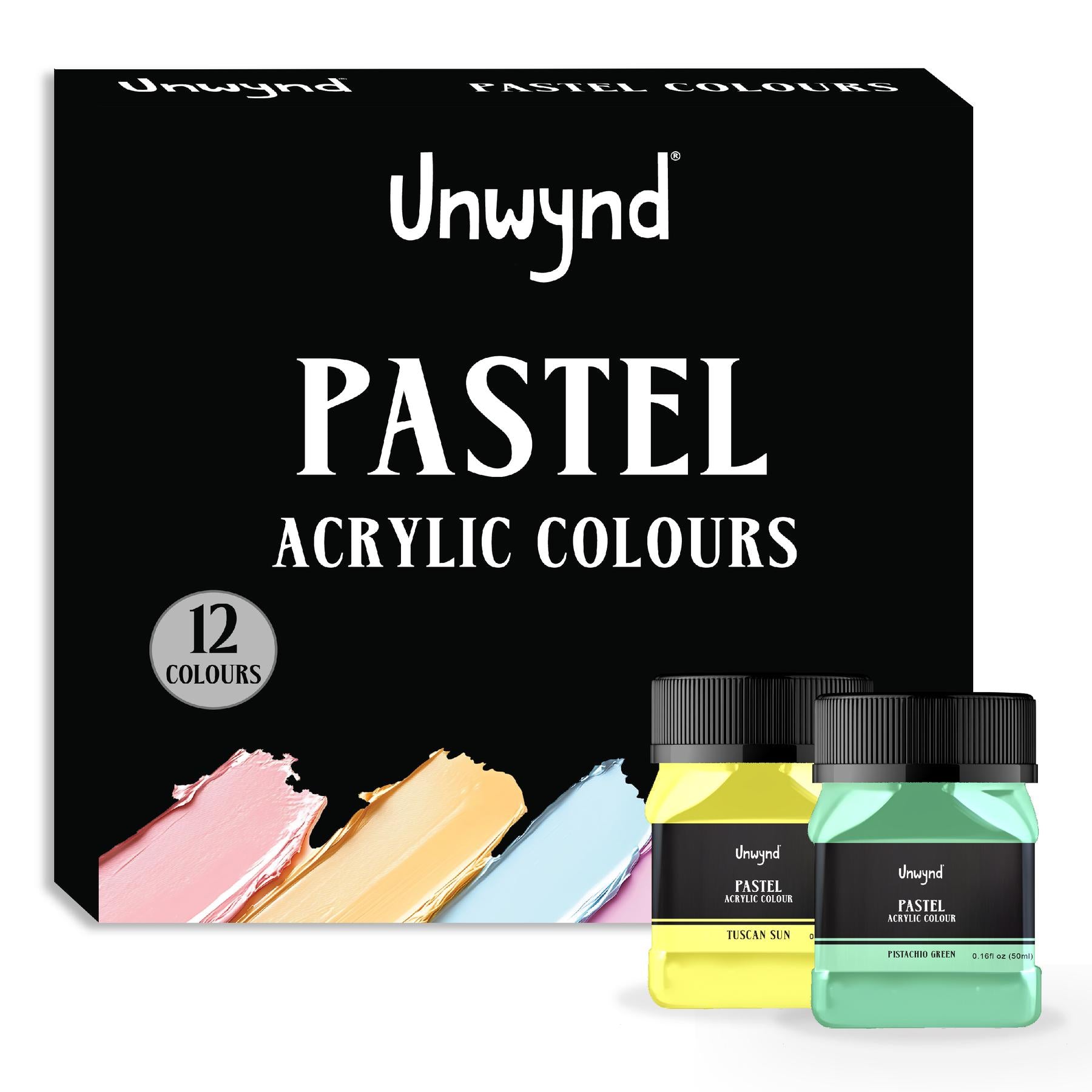 Unwynd Acrylic Colors Pastel - 12 colors x 50 ml