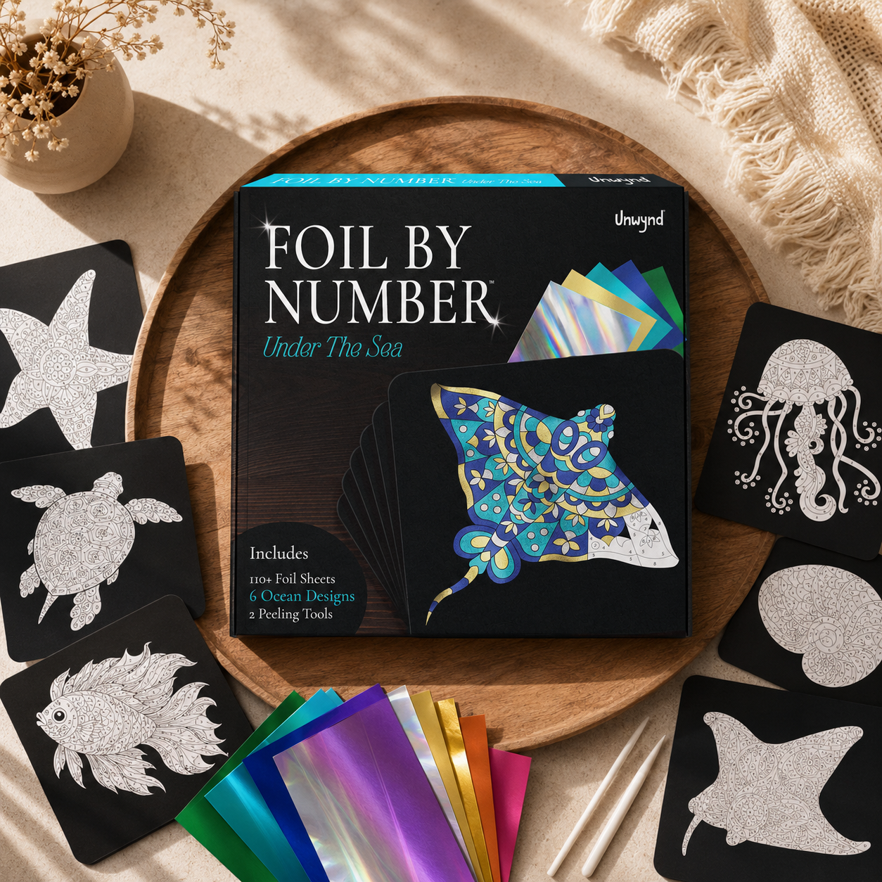 Unwynd Foil by Number – Under The Sea | Foil Art Kit for Adults