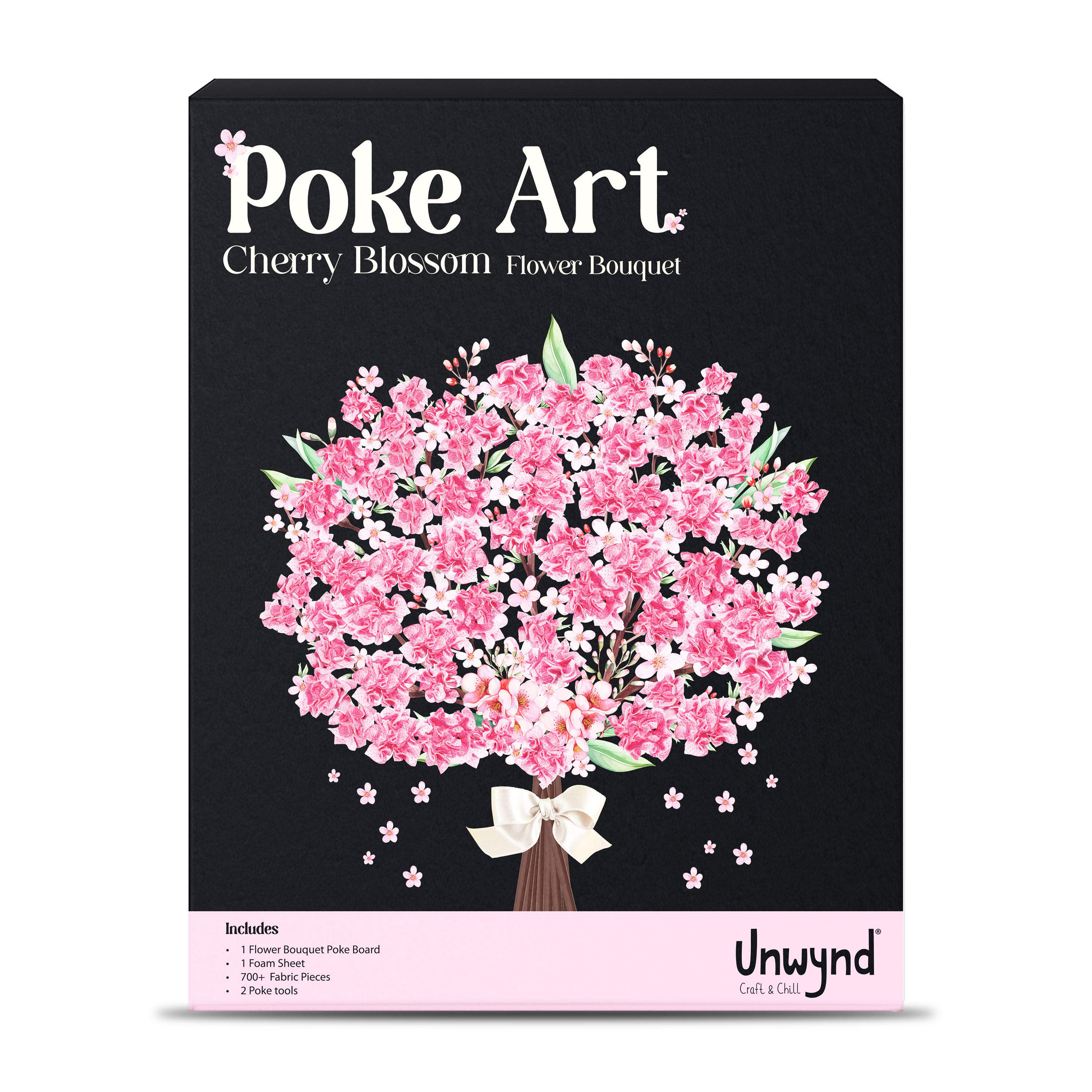 Poke Art Cherry Blossom Flower Bouquet, Mess-Free Sewing Fabric Arts & Crafts for Adults, Needlepoint Teen Craft Kit, Gifts for Teen Girls, Art & Craft Kit for Teens, Easy Crafts for Adults & Women