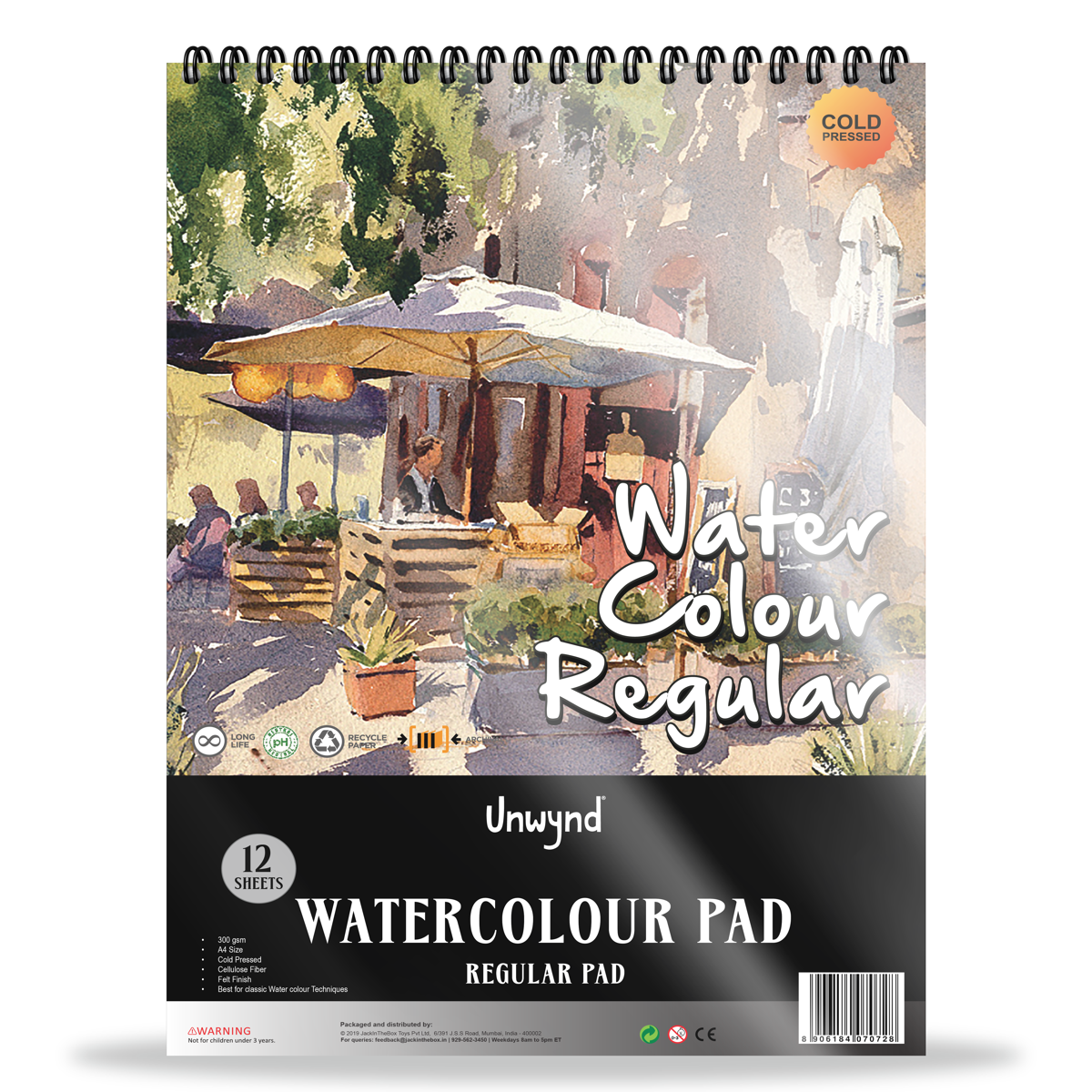 Unwynd Watercolor Pad Regular Pack Of 12 Sheet 300 gsm