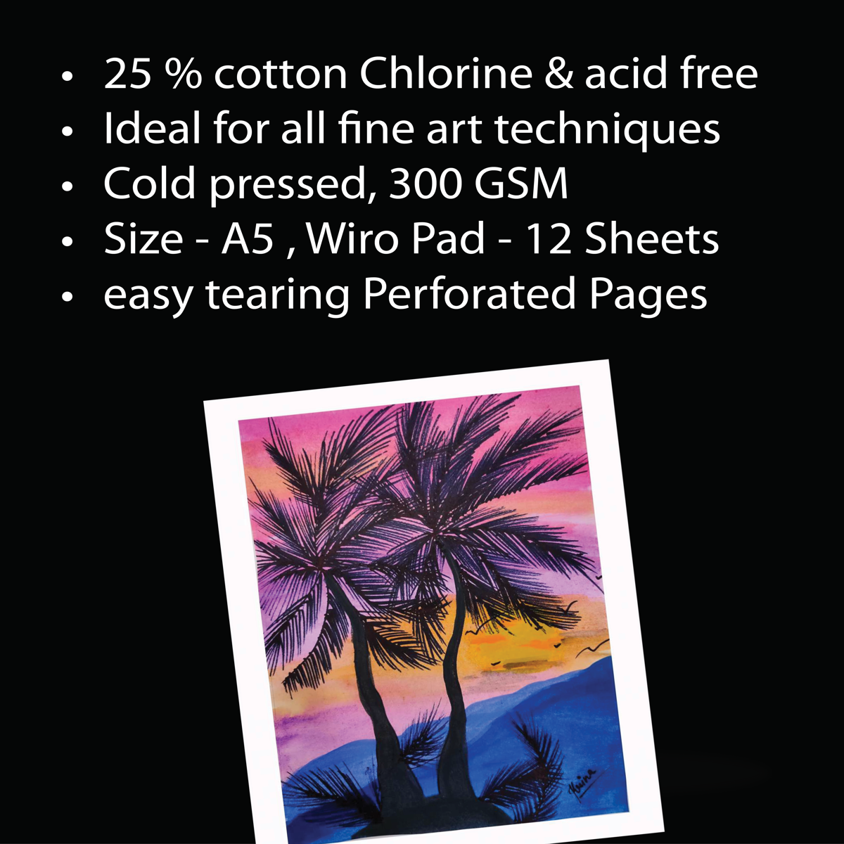 Unwynd Watercolor Pad 25 % Cotton Pack Of 12 Sheet 300gsm