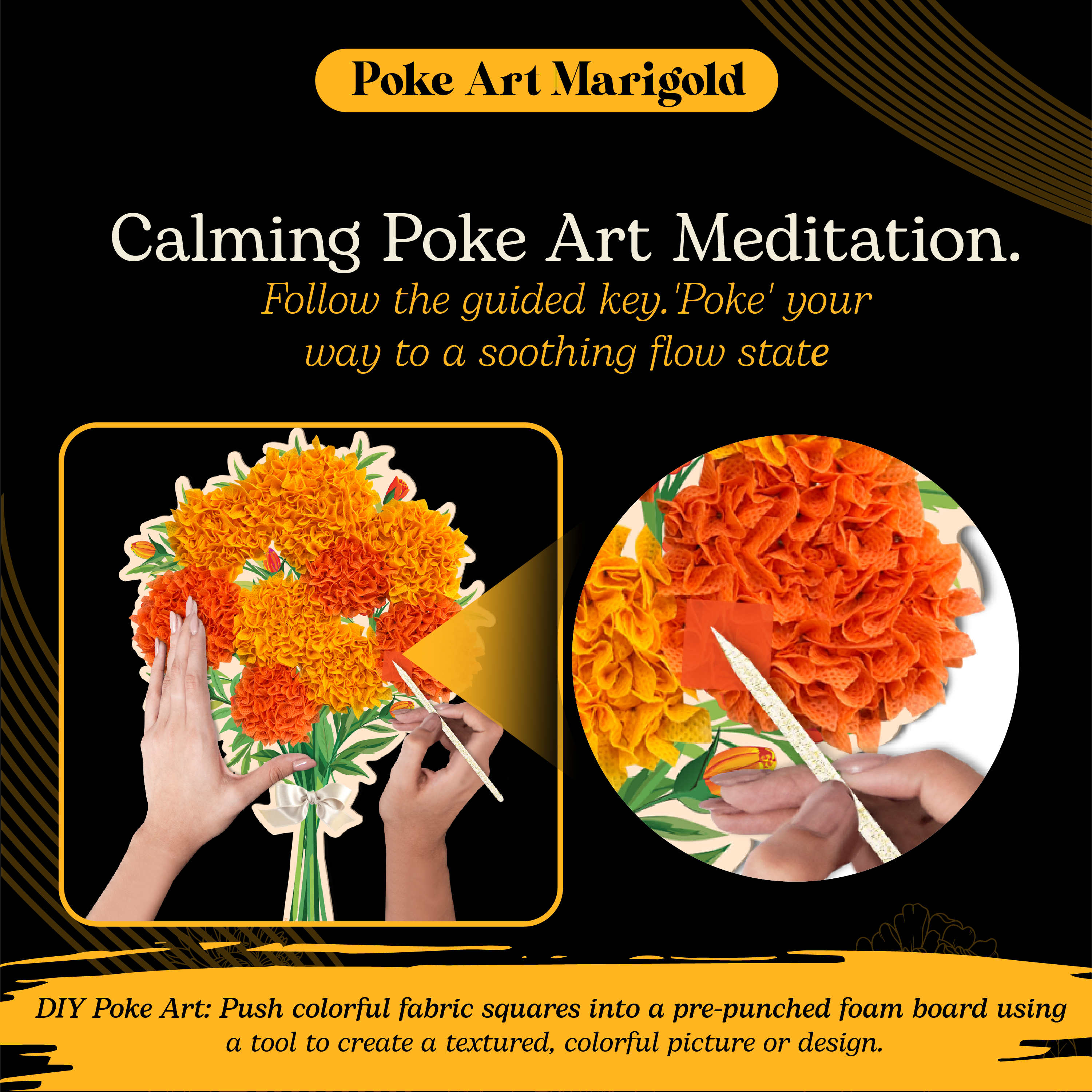Poke Art Marigold Flower Bouquet