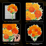 Poke Art Marigold Flower Bouquet