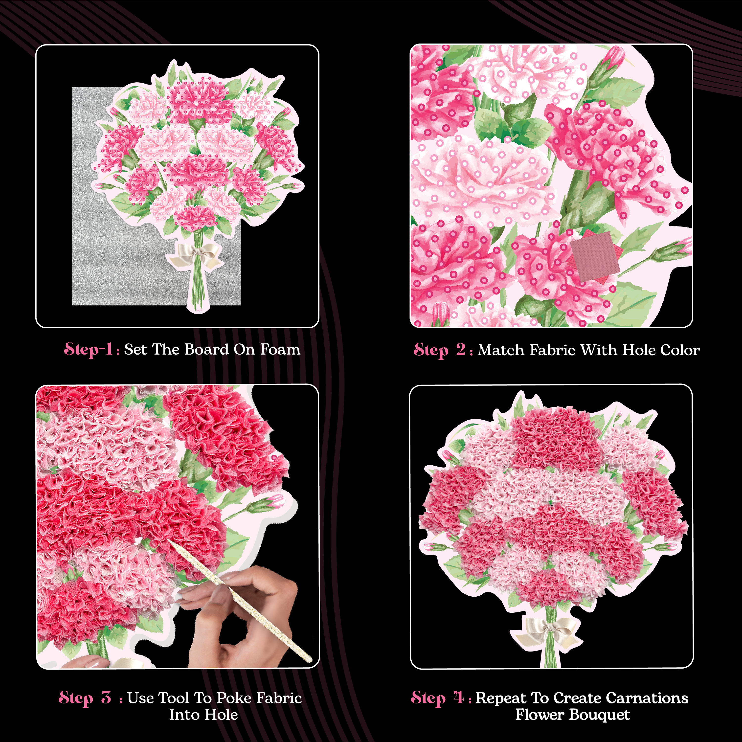Poke Art Carnations Flower Bouquet