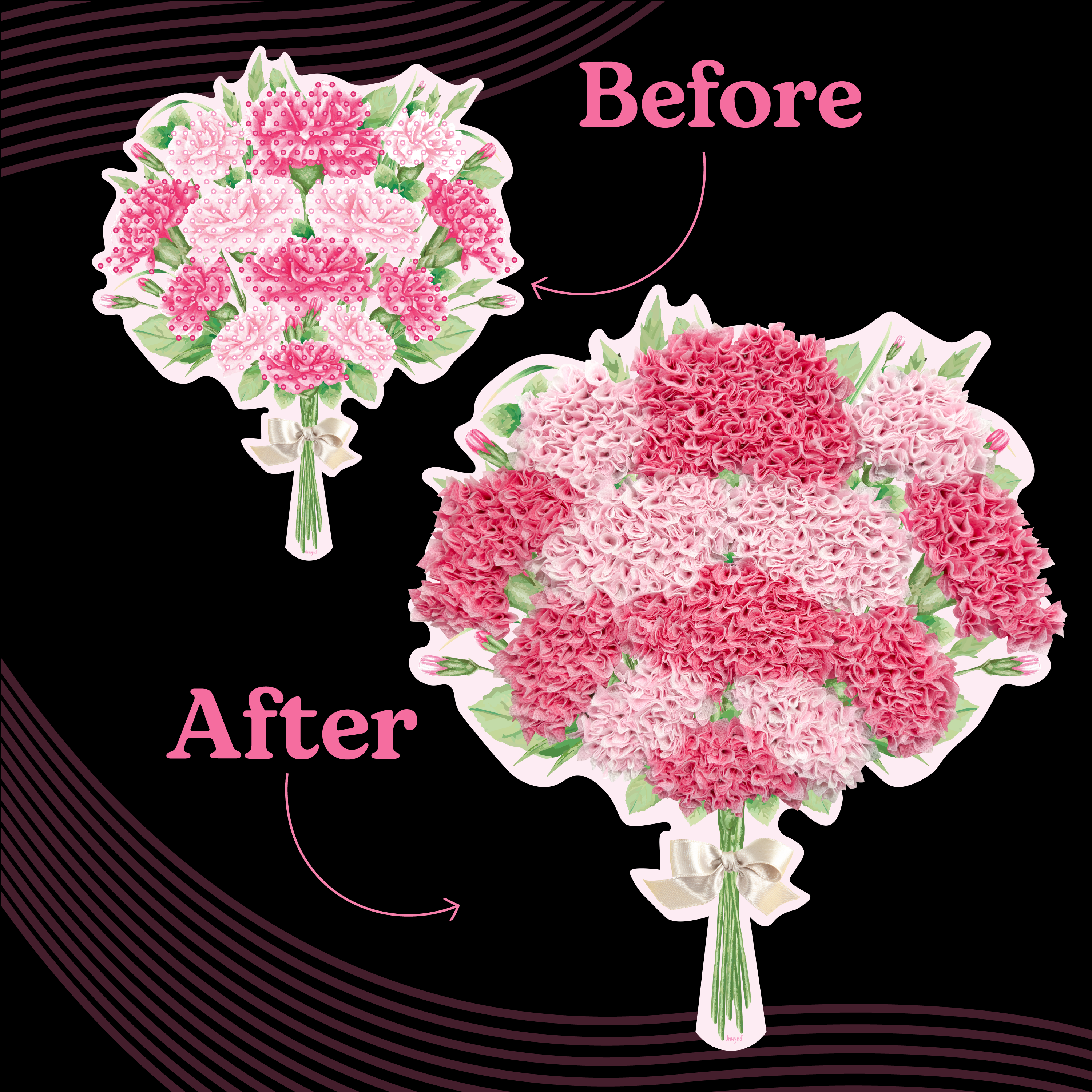 Poke Art Carnations Flower Bouquet