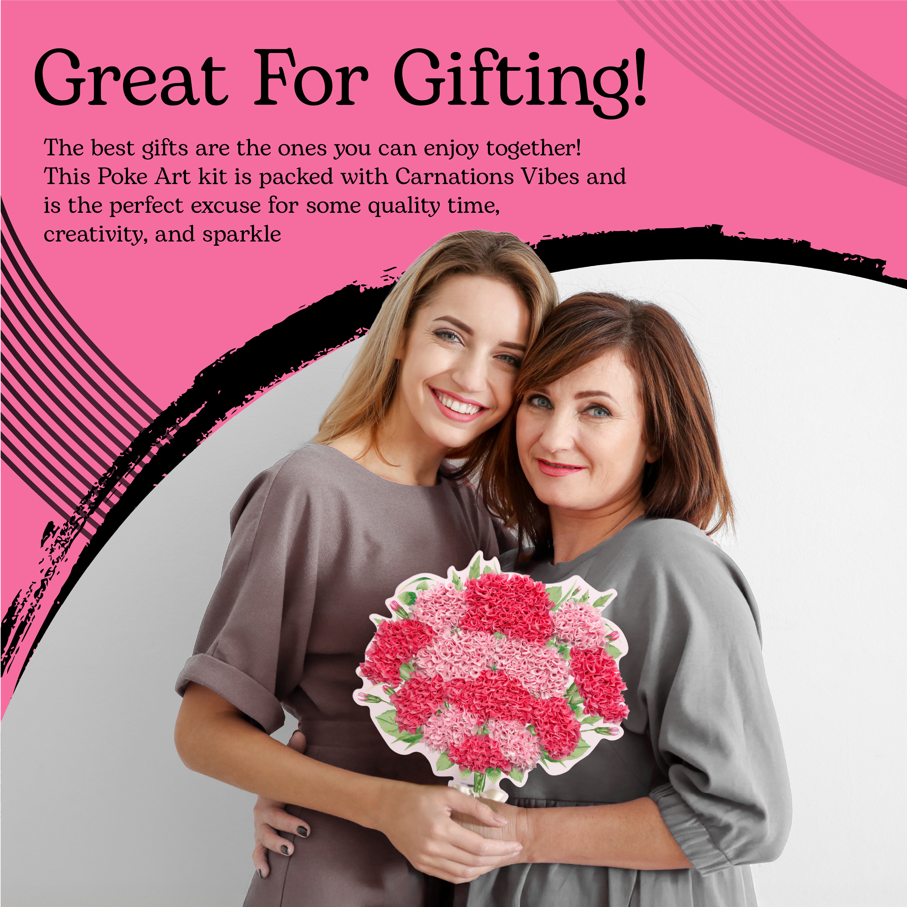 Poke Art Carnations Flower Bouquet