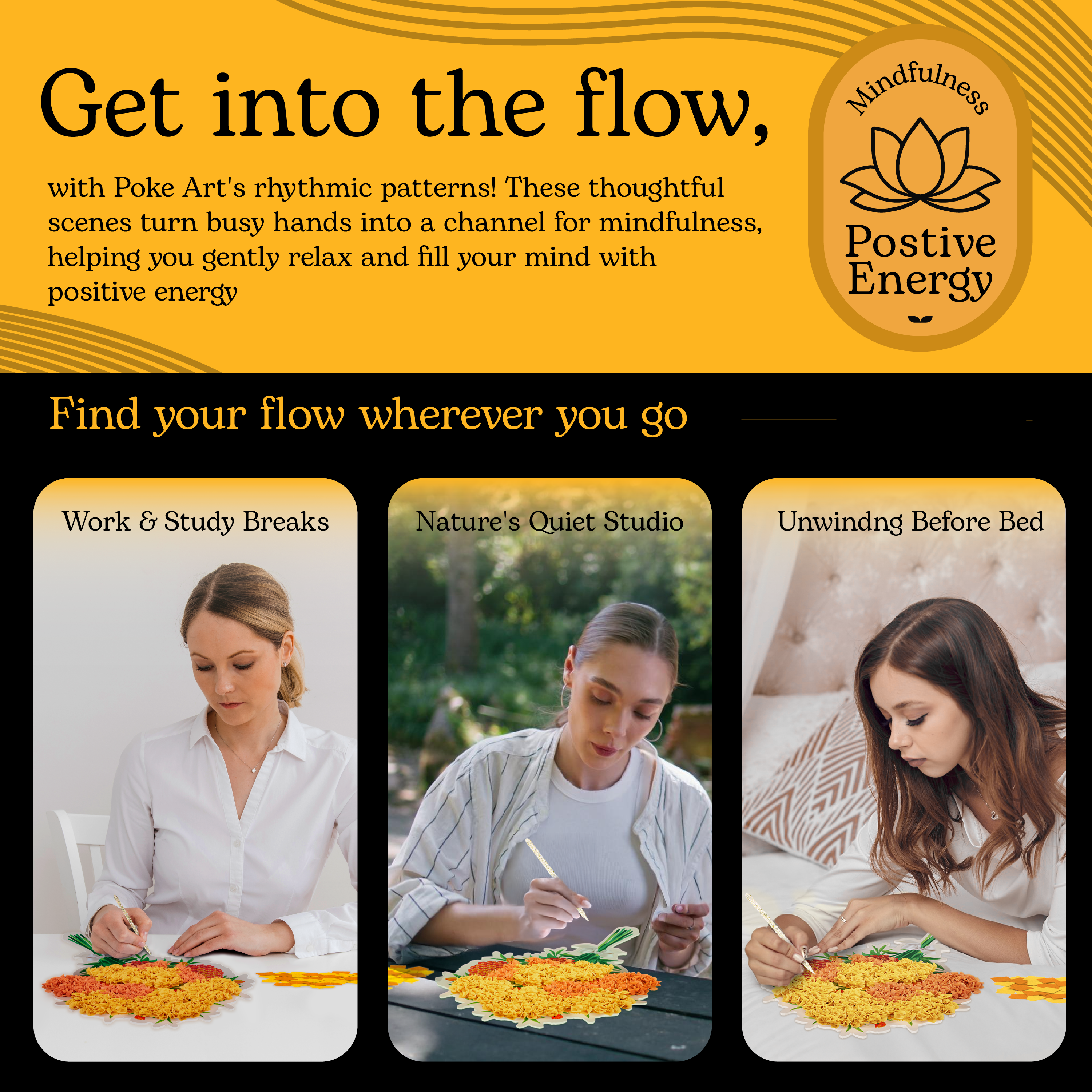 Poke Art Marigold Flower Bouquet