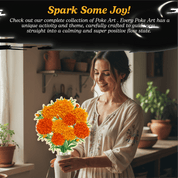 Poke Art Marigold Flower Bouquet