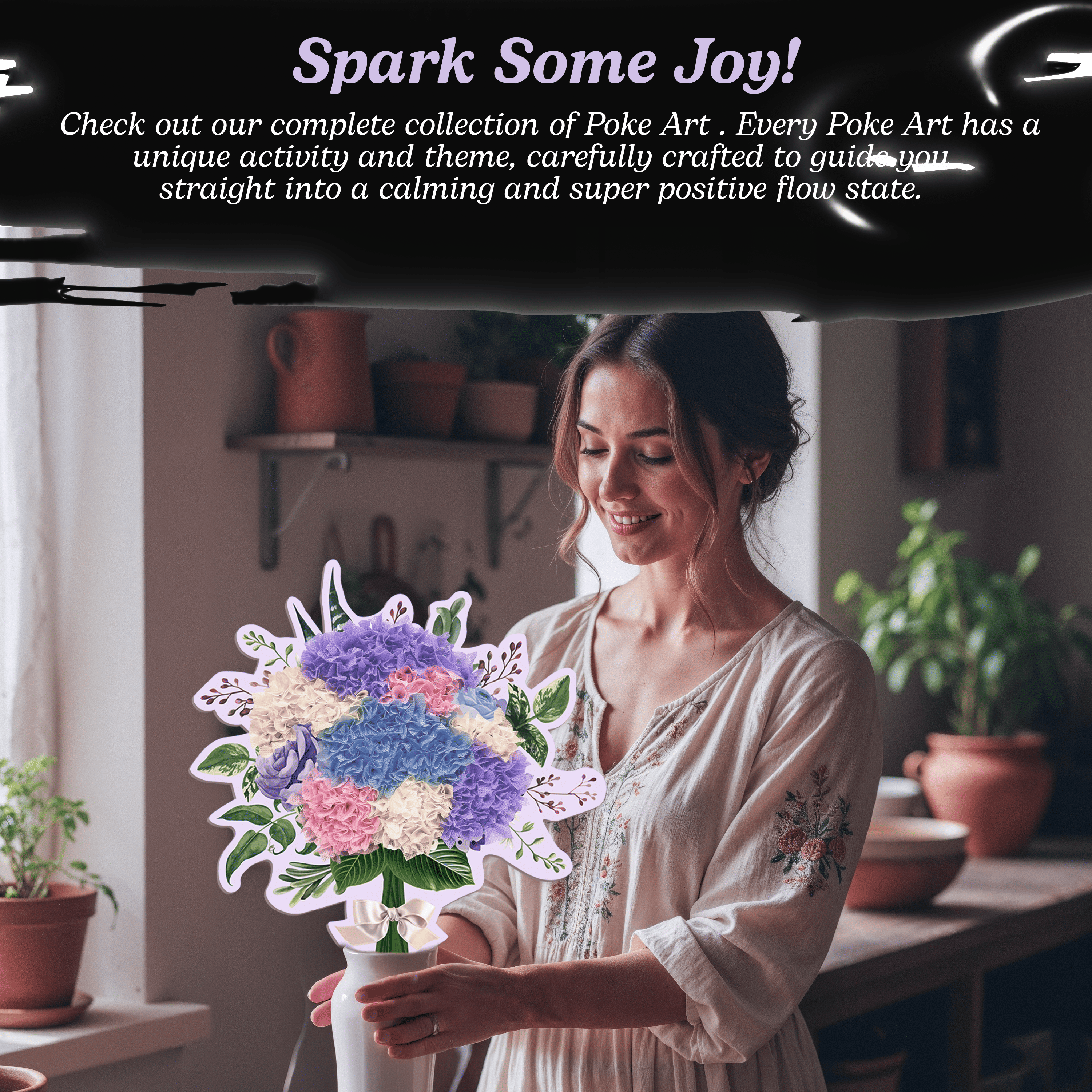 Poke Art Hydrangea Flower Bouquet