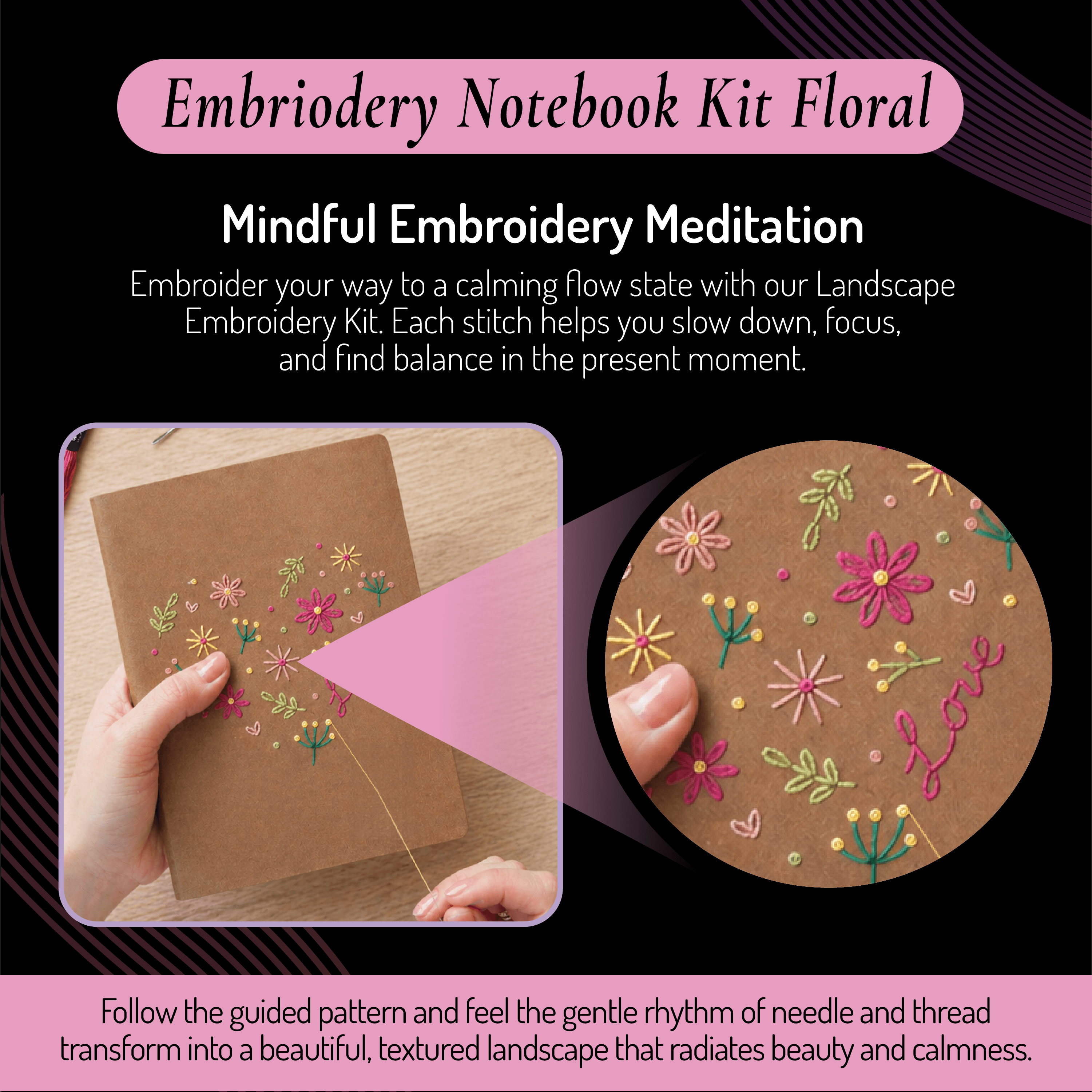 Unwynd Embroidery Notebook Kit – Floral