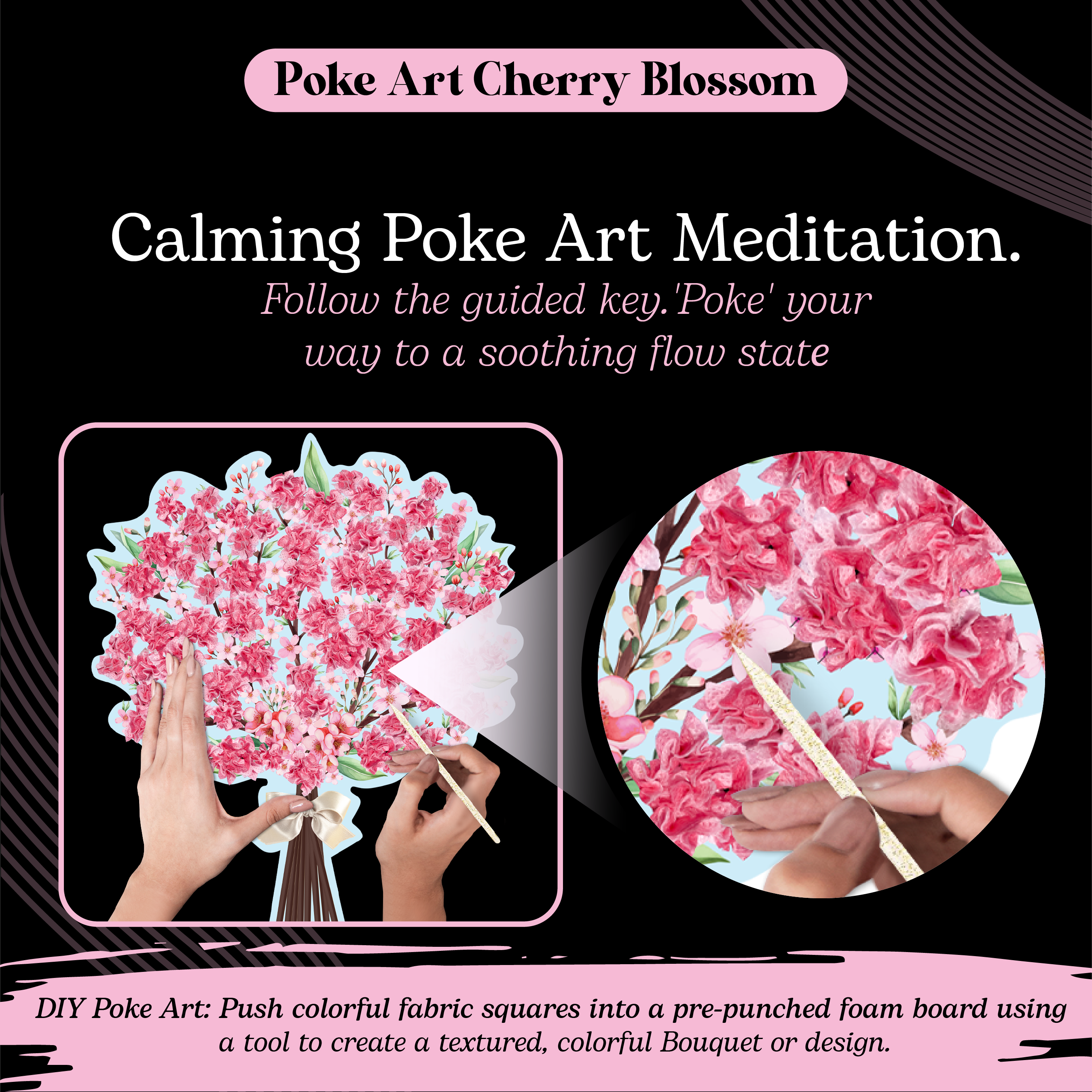 Poke Art Cherry Blossom Flower Bouquet