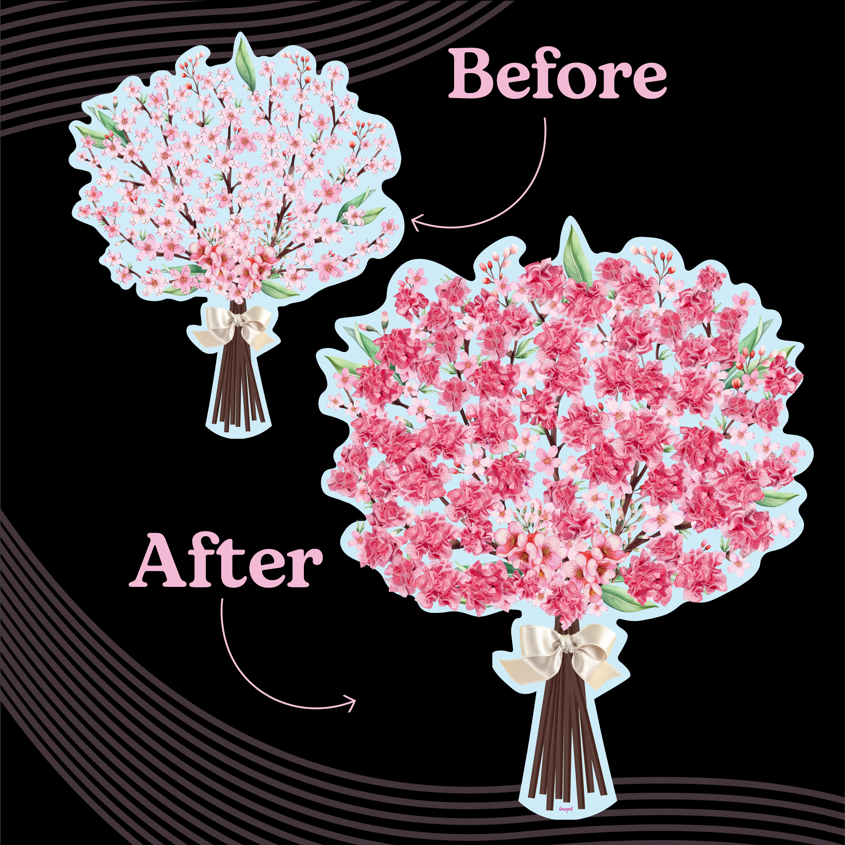 Poke Art Cherry Blossom Flower Bouquet