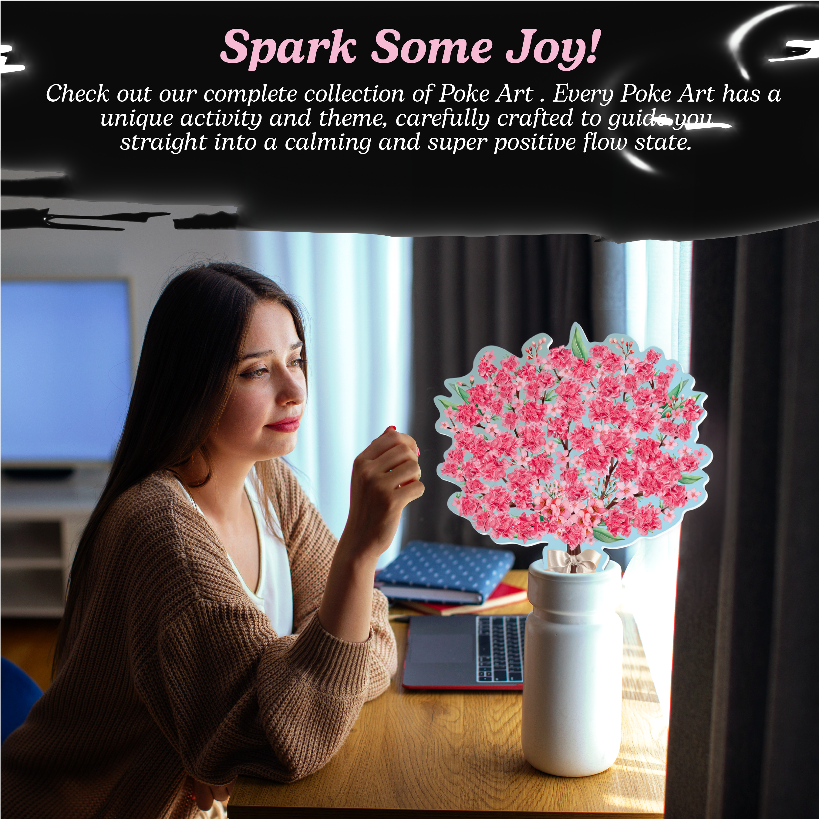 Poke Art Cherry Blossom Flower Bouquet