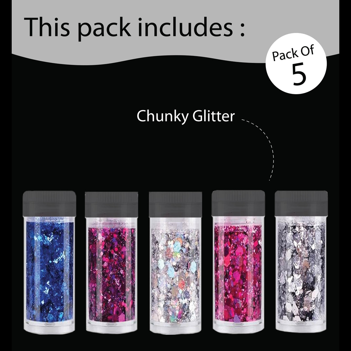 Unwynd Chunky Glitter - Pack of 5