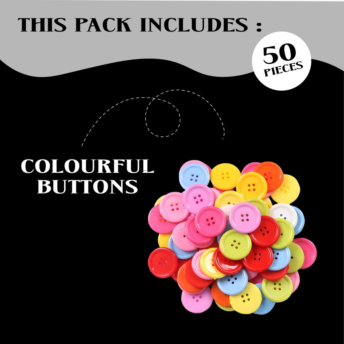 Unwynd Colourful Buttons Large - Pack of 50