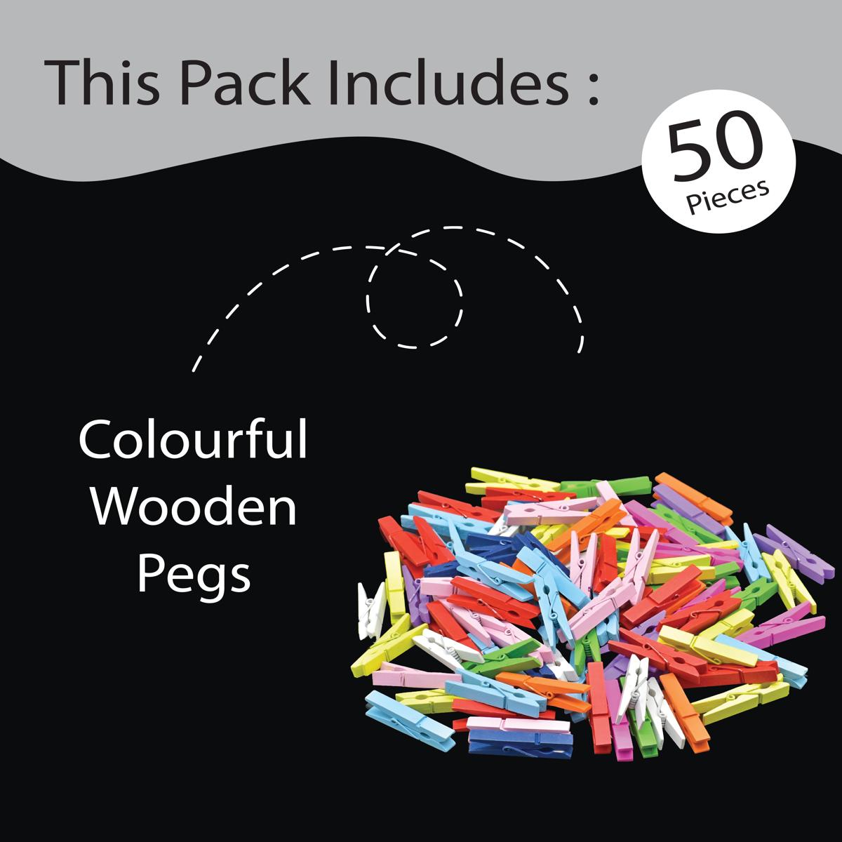 Unwynd Wooden Pegs Colourful Medium - Pack of 50