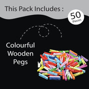 Unwynd Wooden Pegs Colourful Small - Pack of 50