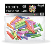 Unwynd Wooden Pegs Colourful Large - Pack of 25