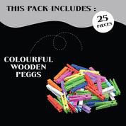 Unwynd Wooden Pegs Colourful Large - Pack of 25