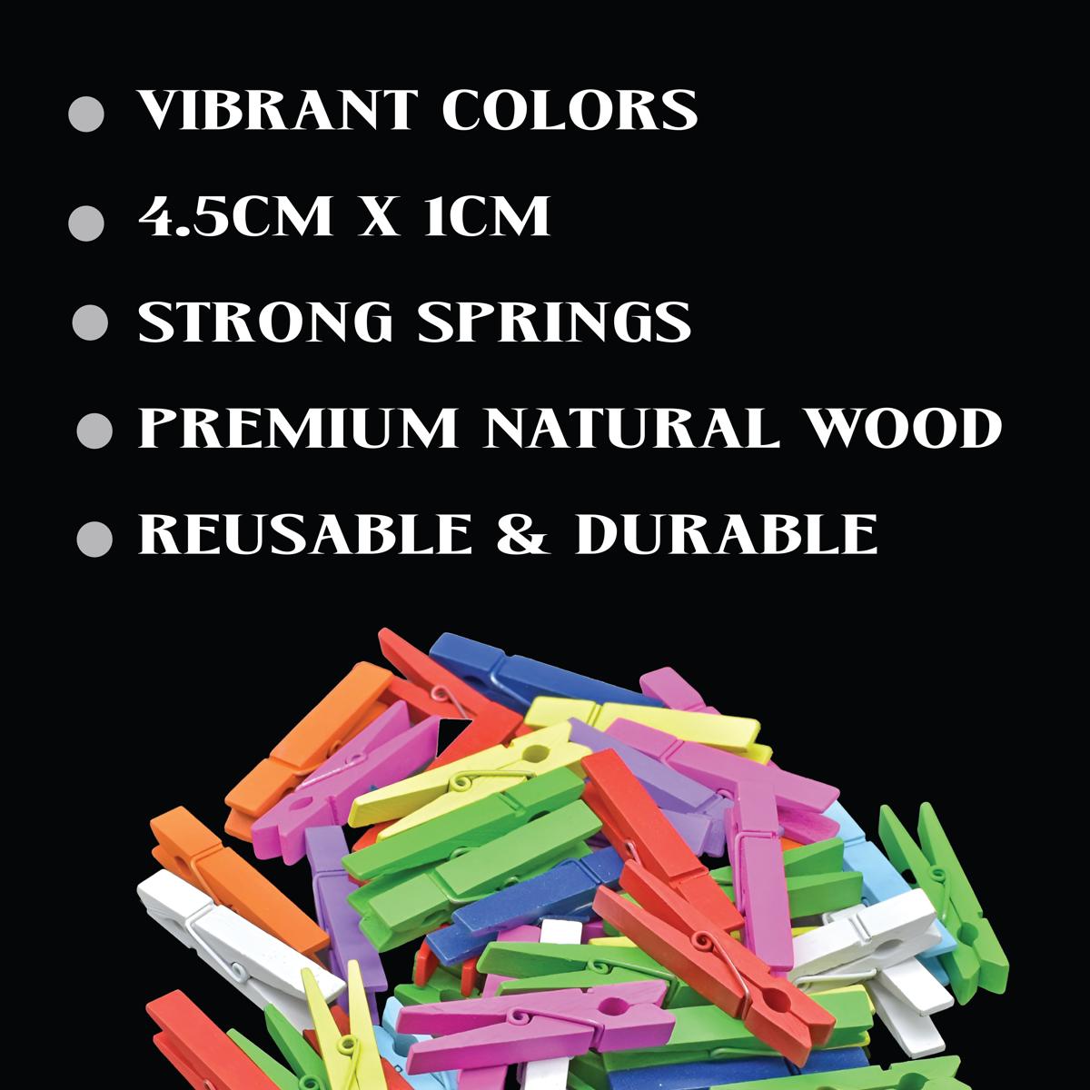 Unwynd Wooden Pegs Colourful Large - Pack of 25