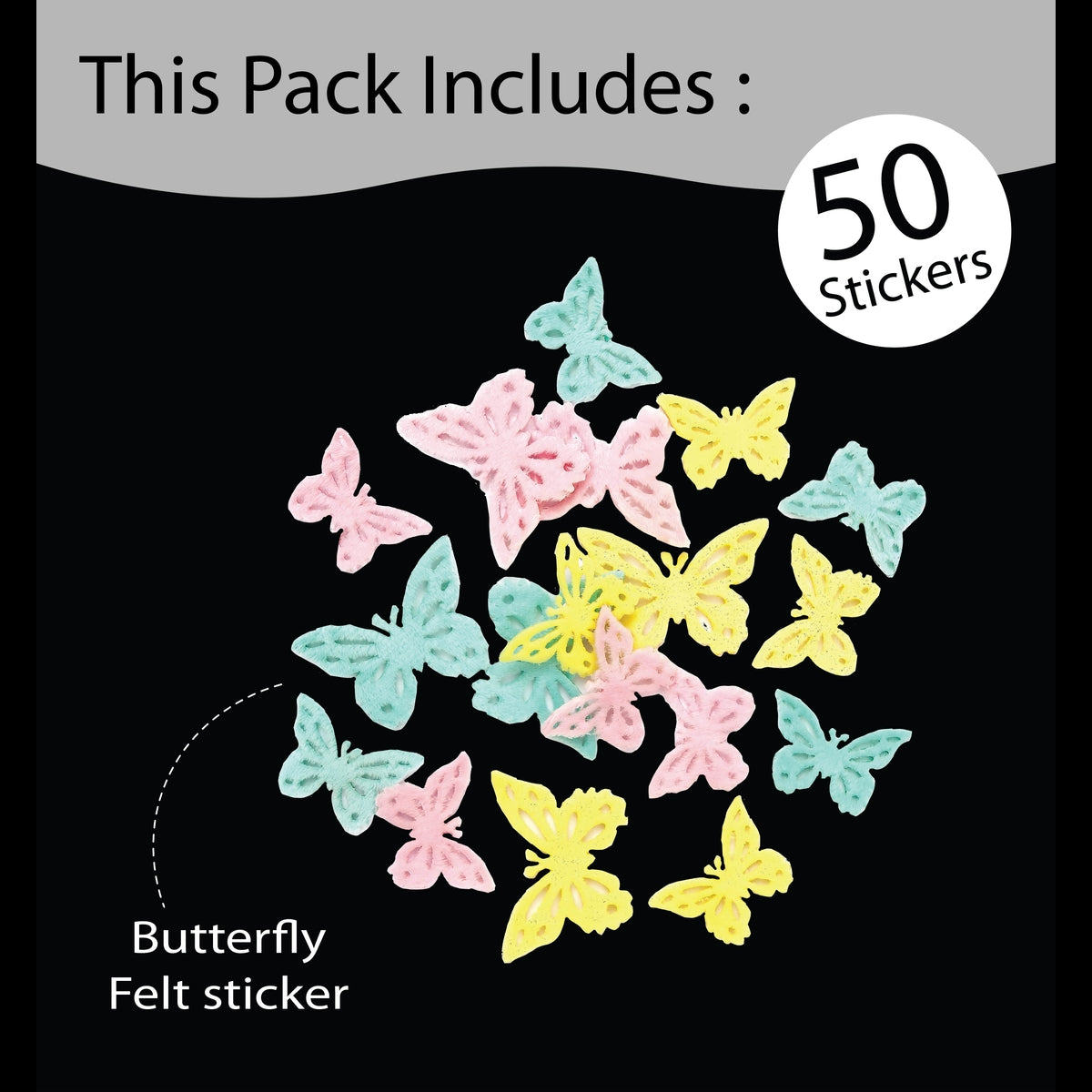 Unwynd Butterfly Felt Stickers - Pack of 50