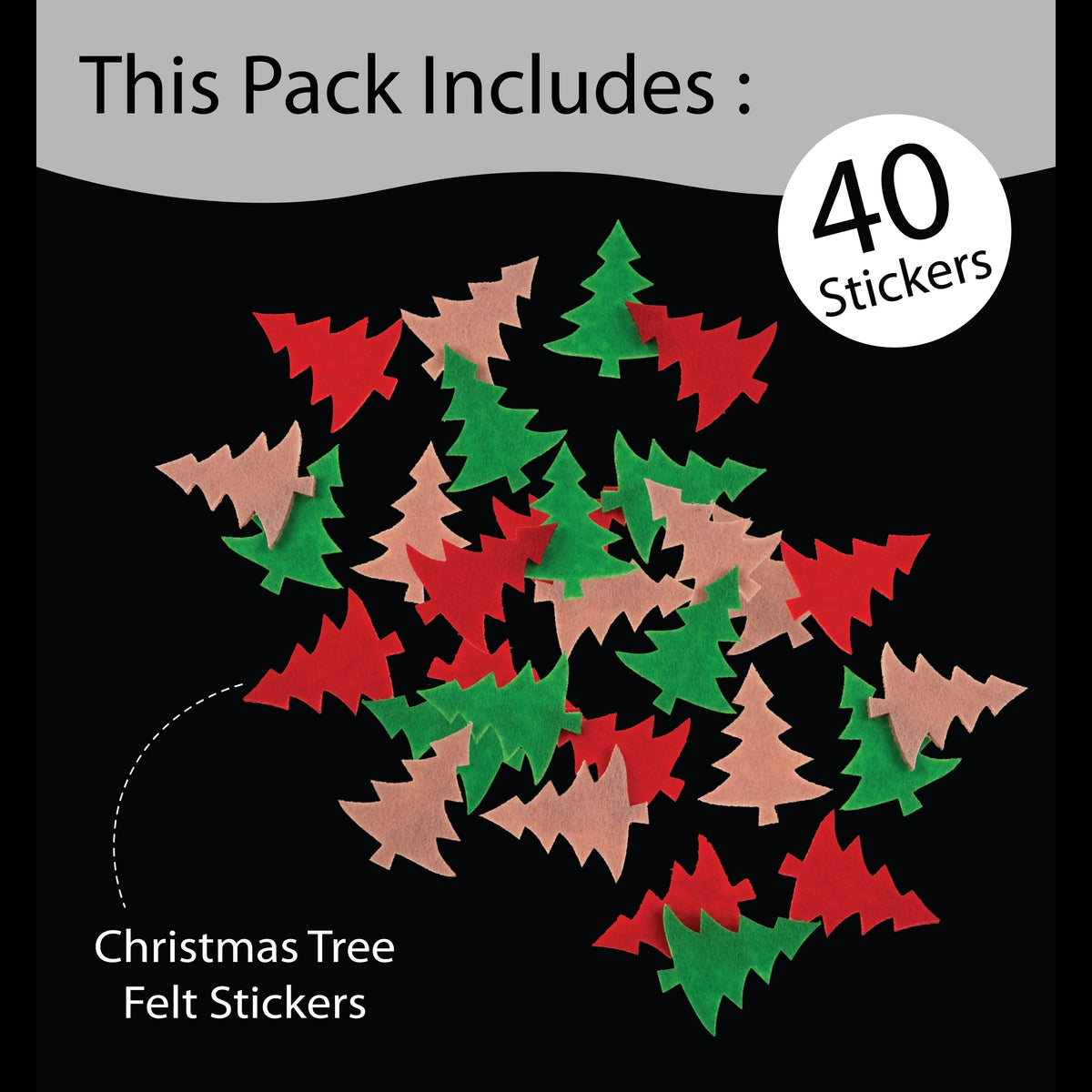 Unwynd Christmas Tree Felt Stickers - Pack of 40