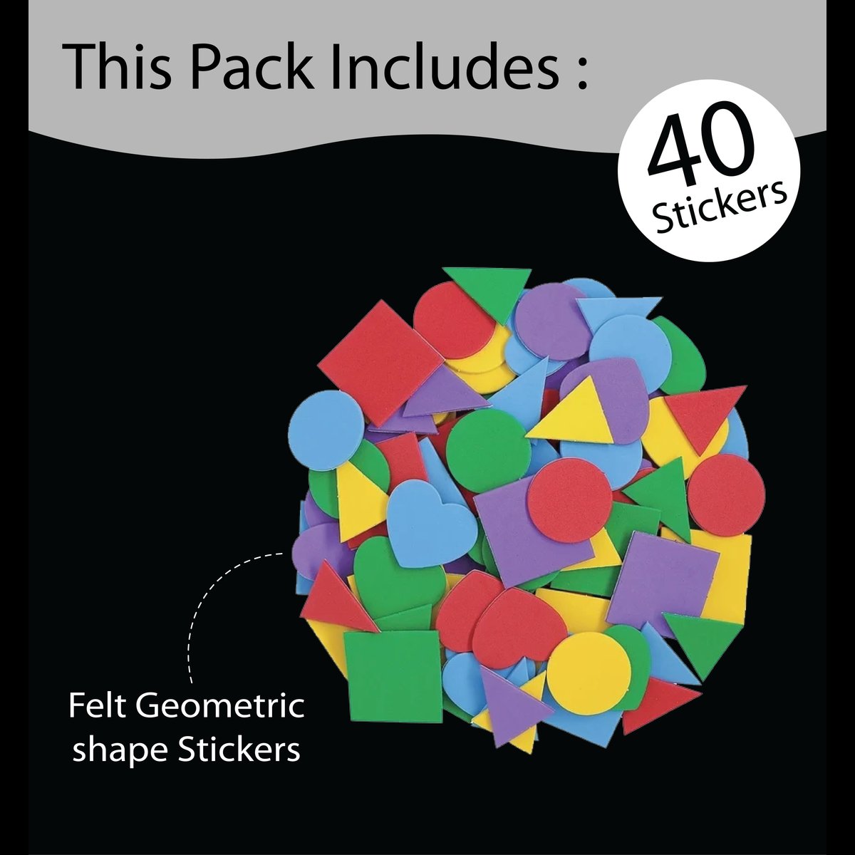 Unwynd Geometric Shapes Felt Stickers - Pack of 40