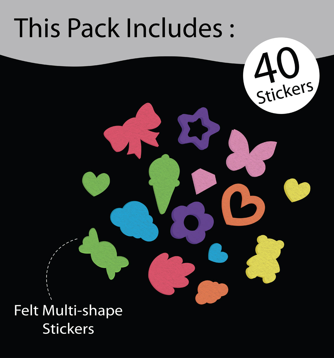 Unwynd Felt Stickers Multiple Shape - Pack of 40