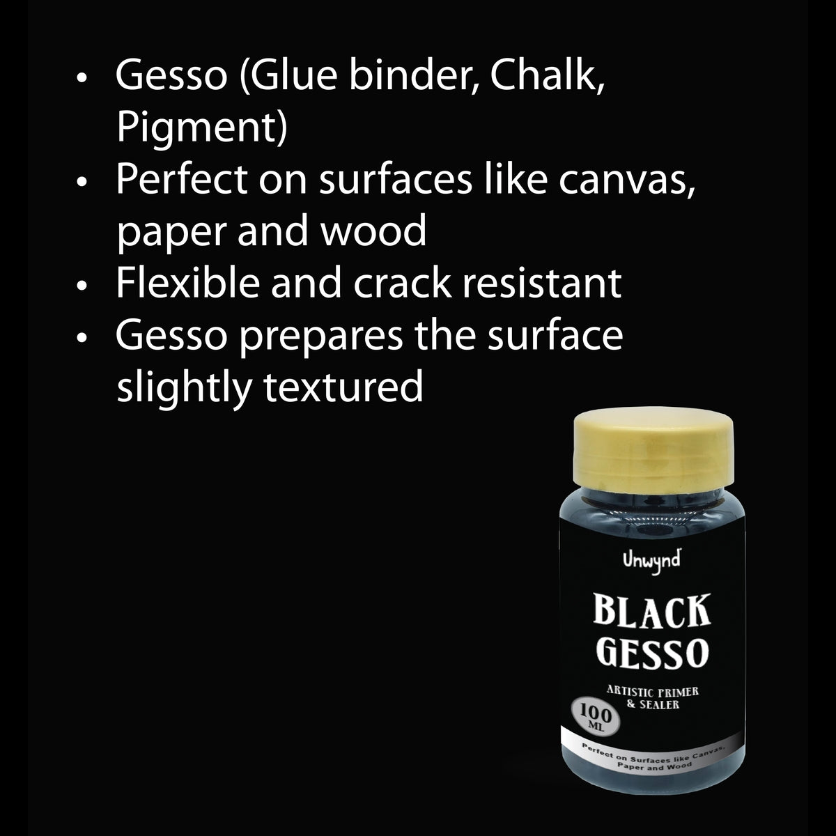 Unwynd Artist Gesso Black 100ml