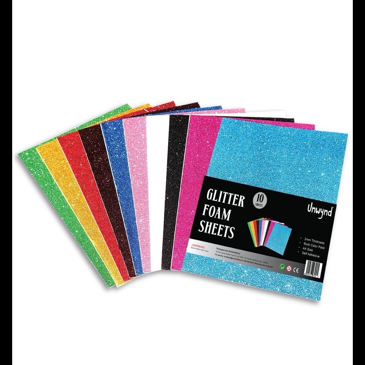 Unwynd Glitter Foam Sheets - Pack of 10