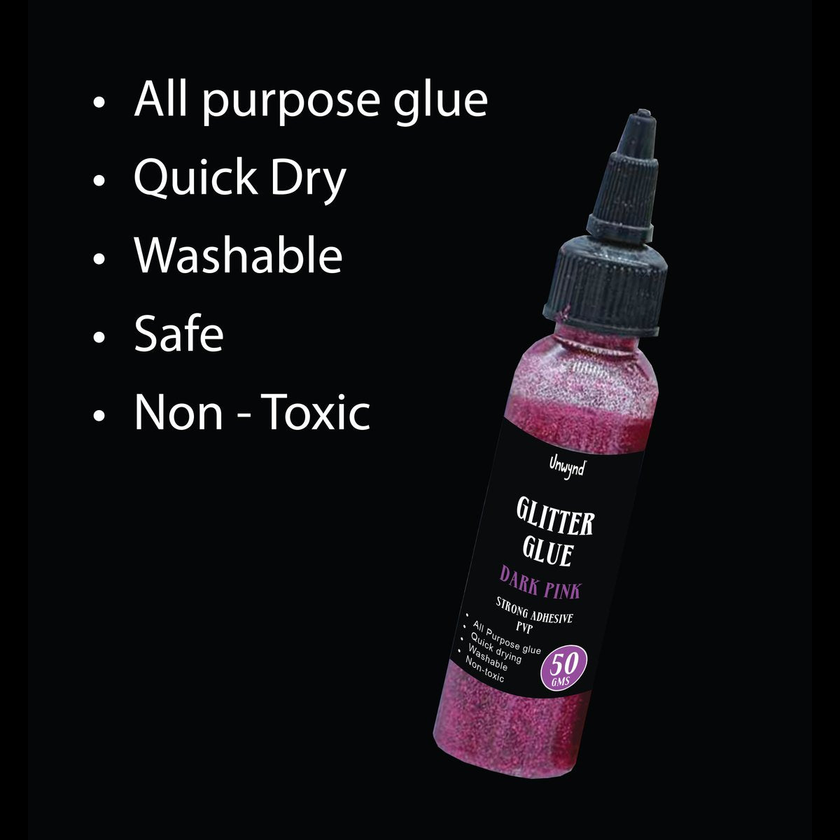 Unwynd Glitter Glue Dark Pink - 50gms