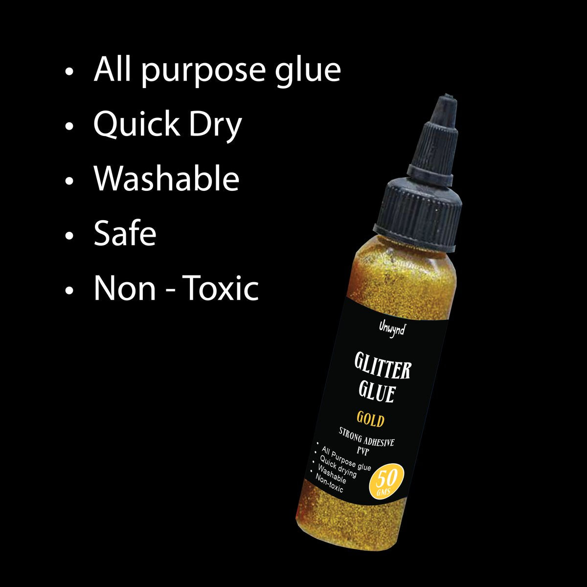 Unwynd Glitter Glue Gold - 50gms