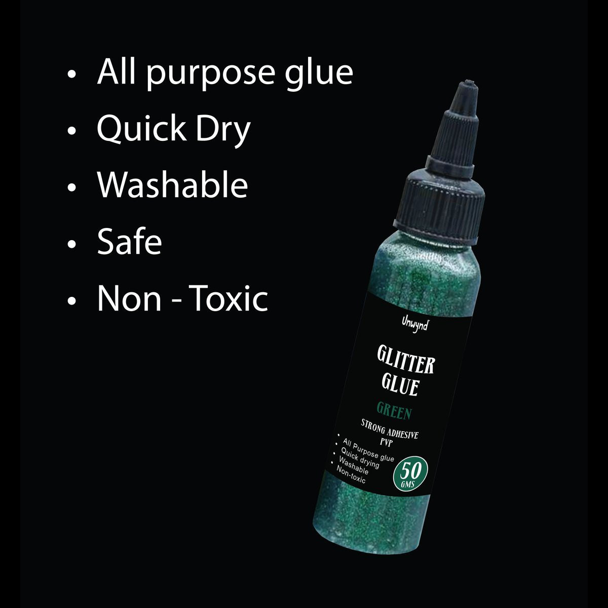 Unwynd Glitter Glue Green - 50gms