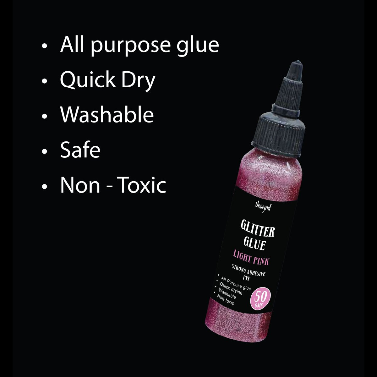 Unwynd Glitter Glue Light Pink - 50gms