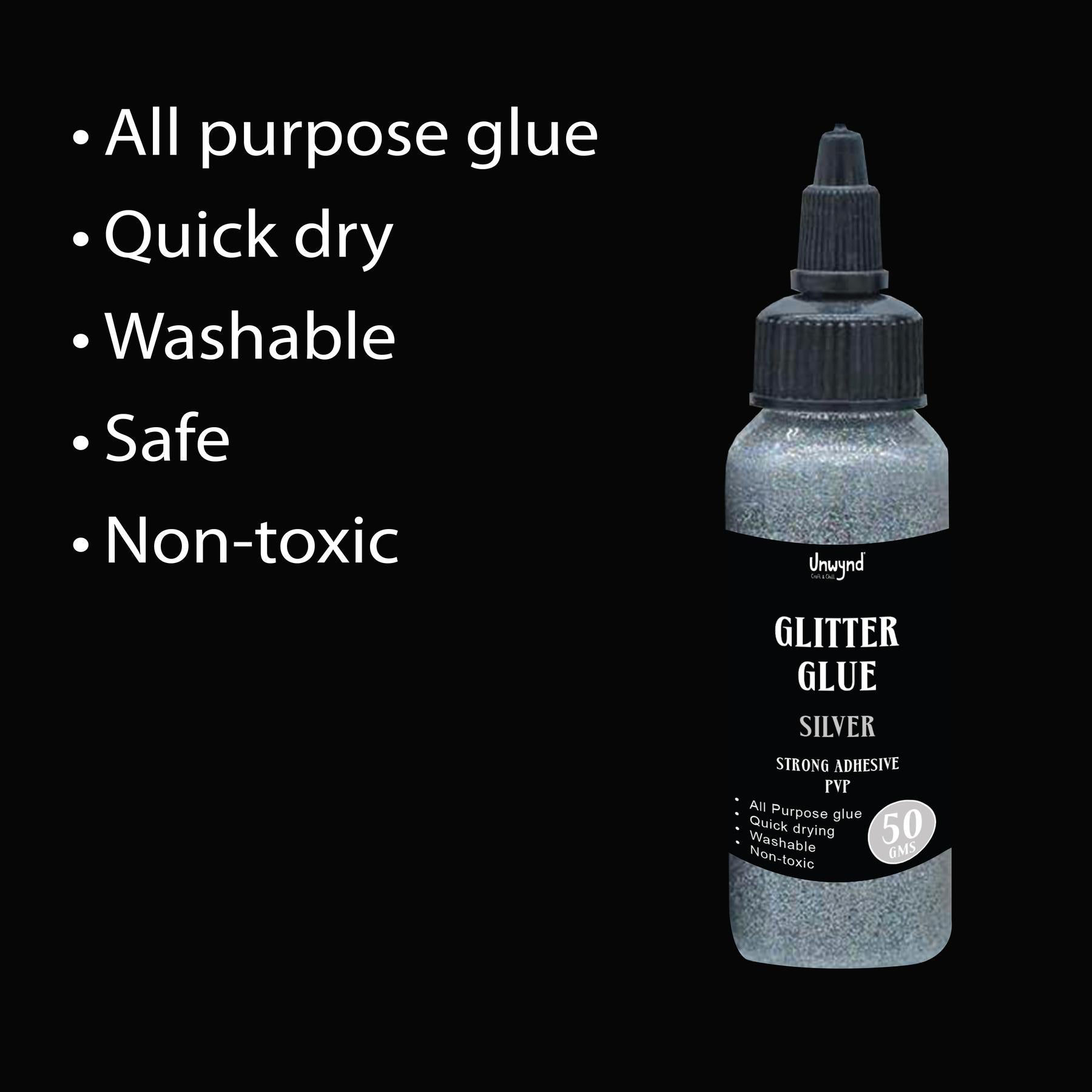 Unwynd Glitter Glue Silver 70ml