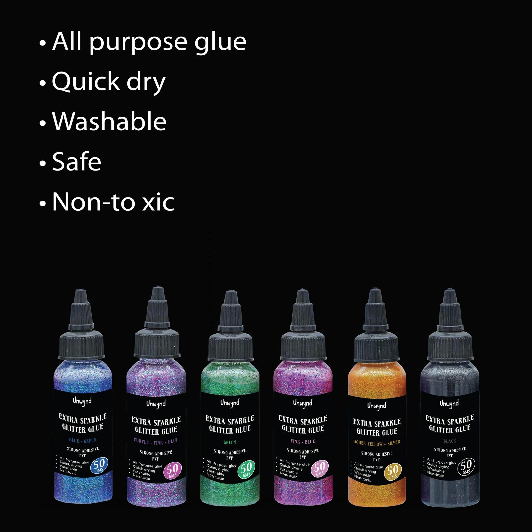 Unwynd Glitter Glue - Extra Sparkle Set of 6 - 50gms