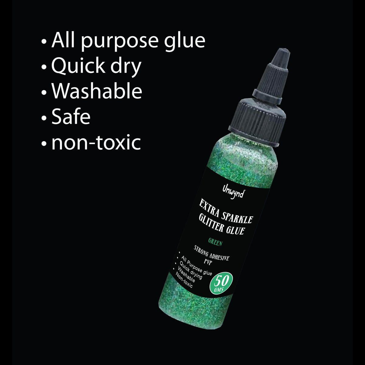 Unwynd Glitter Glue - Extra Sparkle- Clear Green - 50gms