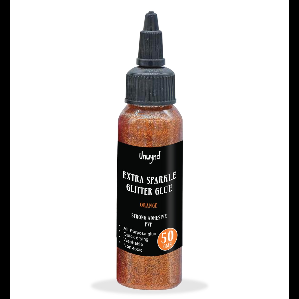 Unwynd Glitter Glue - Extra Sparkle- Orange - 50gms