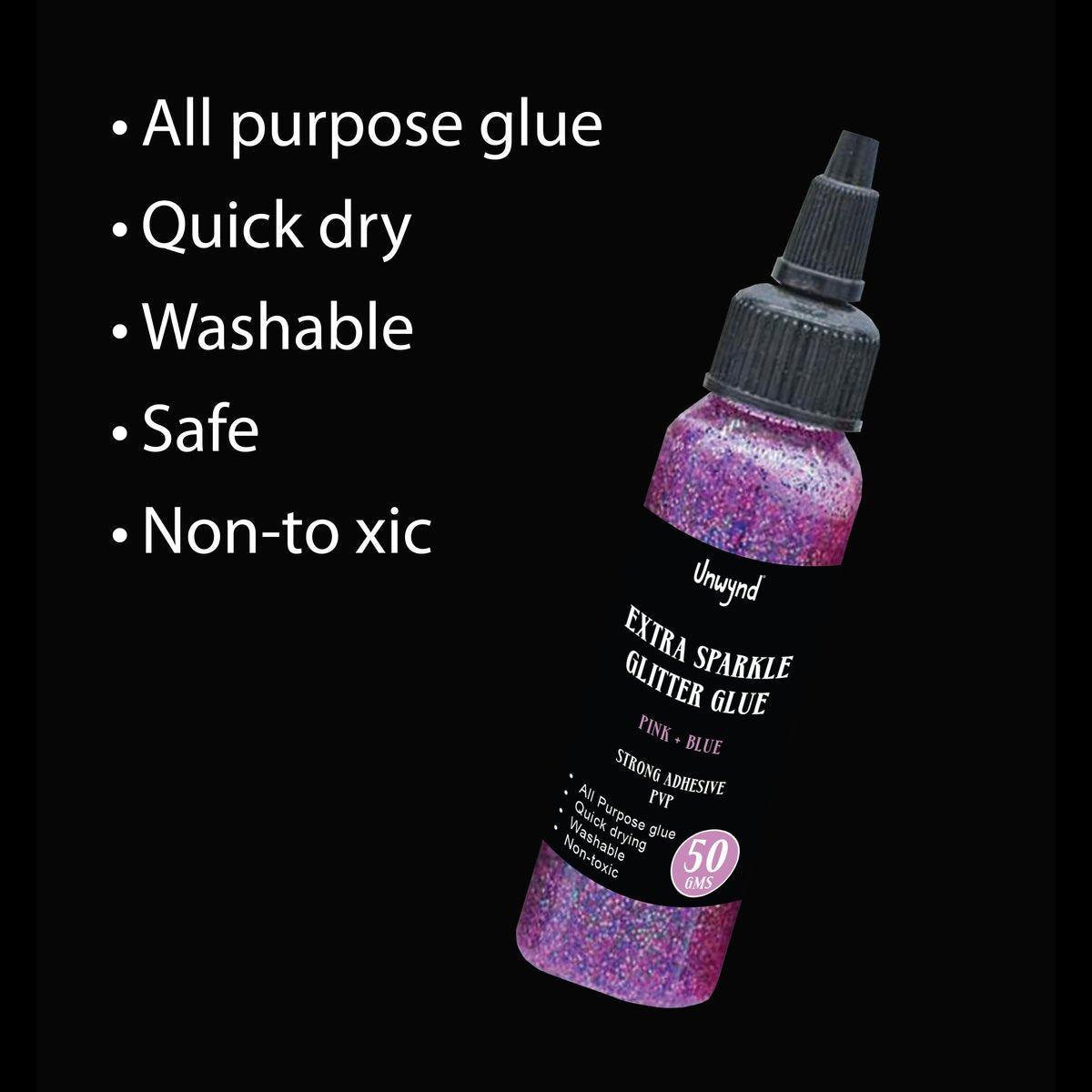 Unwynd Glitter Glue - Extra Sparkle- Pink + Blue - 50gms